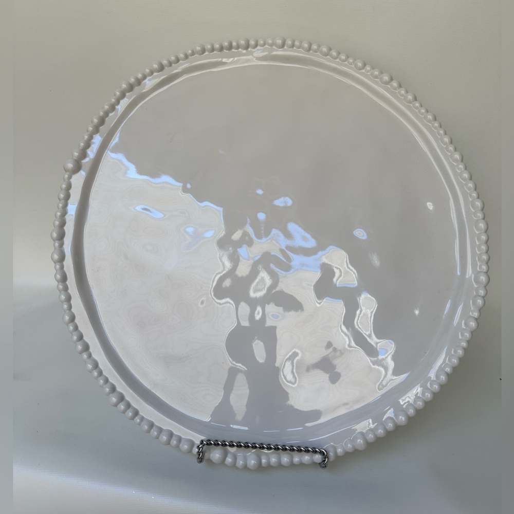 Brand New Home Expressions White Melamine Beaded Pedestal Cake Stand - Picture 3 of 5